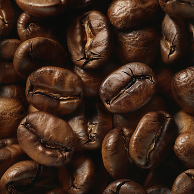 Close-up of roasted coffee beans.
